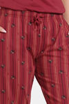 Zivame Buzzers Knit Cotton Pyjama Set - Karanda Red — thumbnail 6